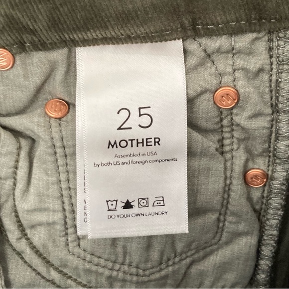 MOTHER The Looker Ankle Fray in Hopscotch Olive Corduroy Pants, Size 25 - Picture 6 of 9